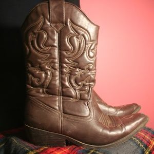 Tall brown cowboy boots